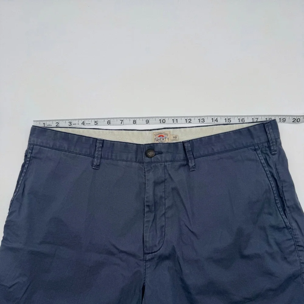 Faherty Brand All Day Shorts Navy Blue Organic Cotton Tencel Stretch Mens 36